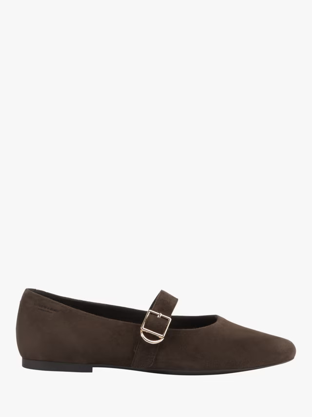 Vagabond Shoemakers Jolin Suede Mary Jane Flat Shoes, Brown | John Lewis (UK)