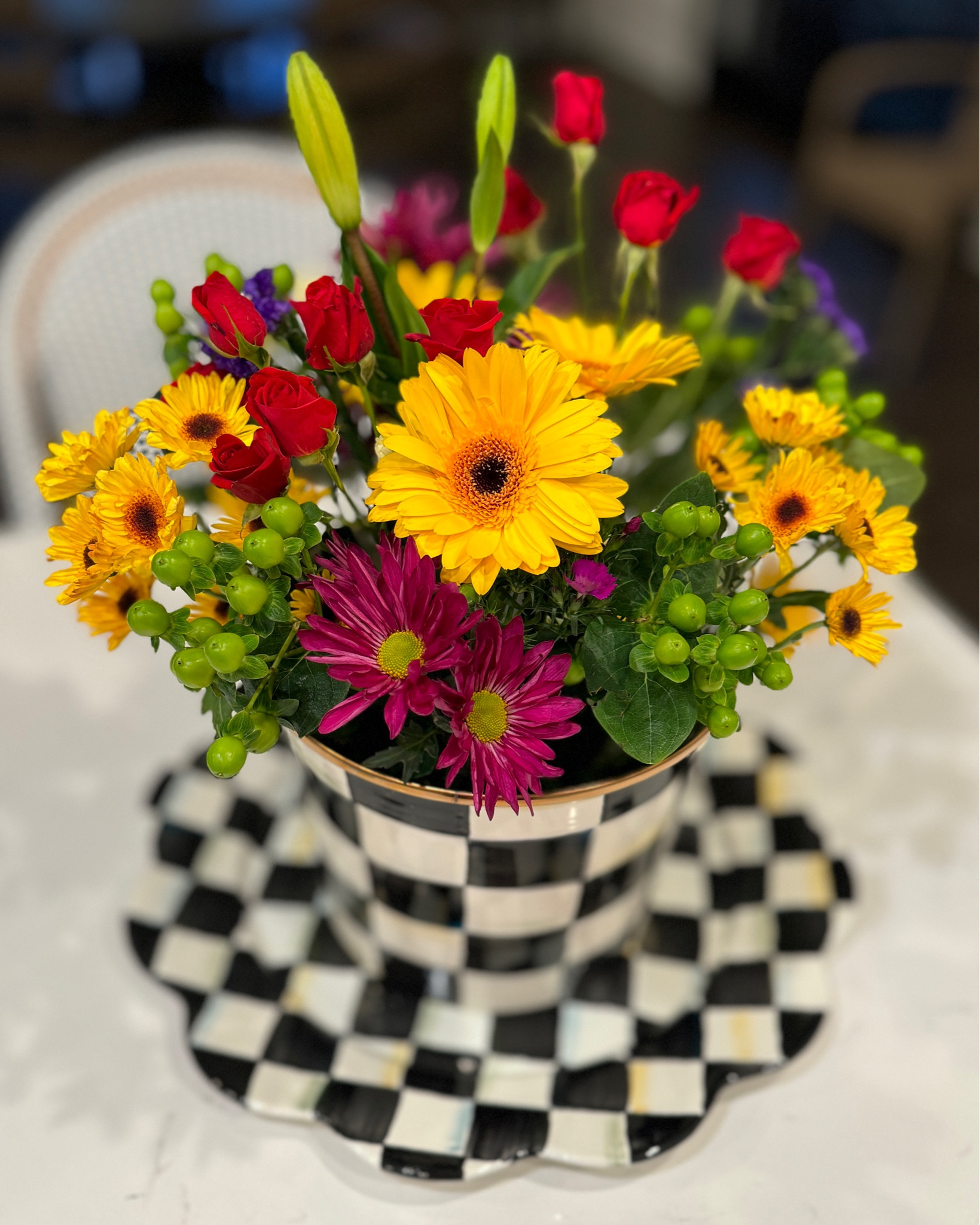 fall flowers in a Mackenzie Childs Mum pot- all their items have so many uses
THESE POTS are on SALE🏁🏁🏁

#LTKstyletip #LTKSale #LTKSeasonal