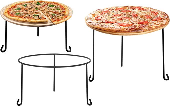 MyGift Black Metal Wire Pizza Pan Holder, Round Pizza Tray Riser Rack, Tabletop Serving Stands fo... | Amazon (US)