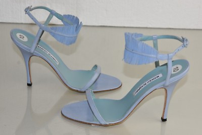 $965 New Manolo Blahnik Sandals Light  Blue Heels Leather Strappy Shoes 40  | eBay | eBay US