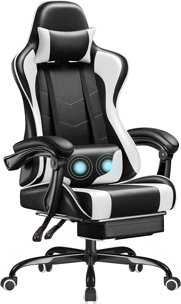 Homall Gaming Chair with footrest, massage, swivel              
 Faux Leather  

 Living Room | Amazon (US)