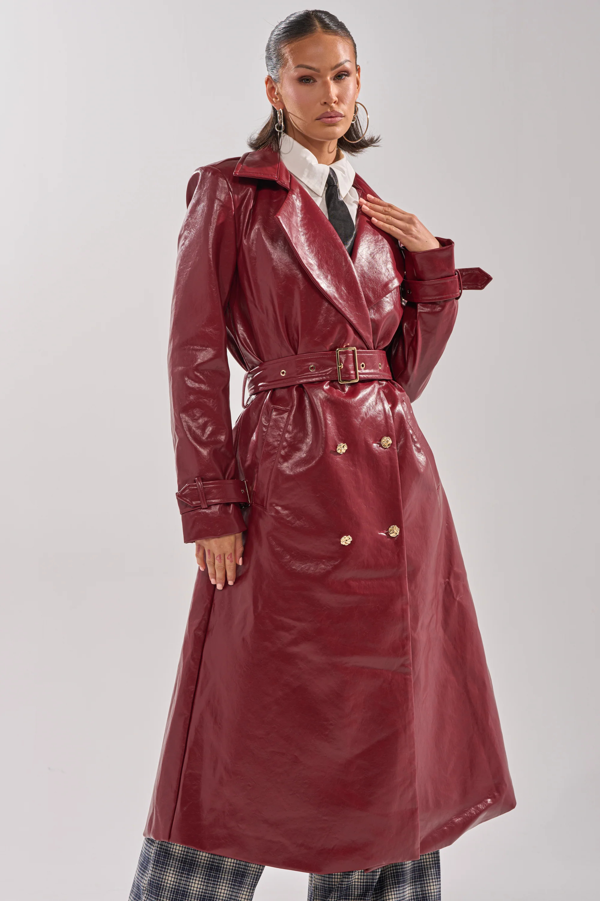 LADY DANGER FAUX LEATHER TRENCH | AKIRA