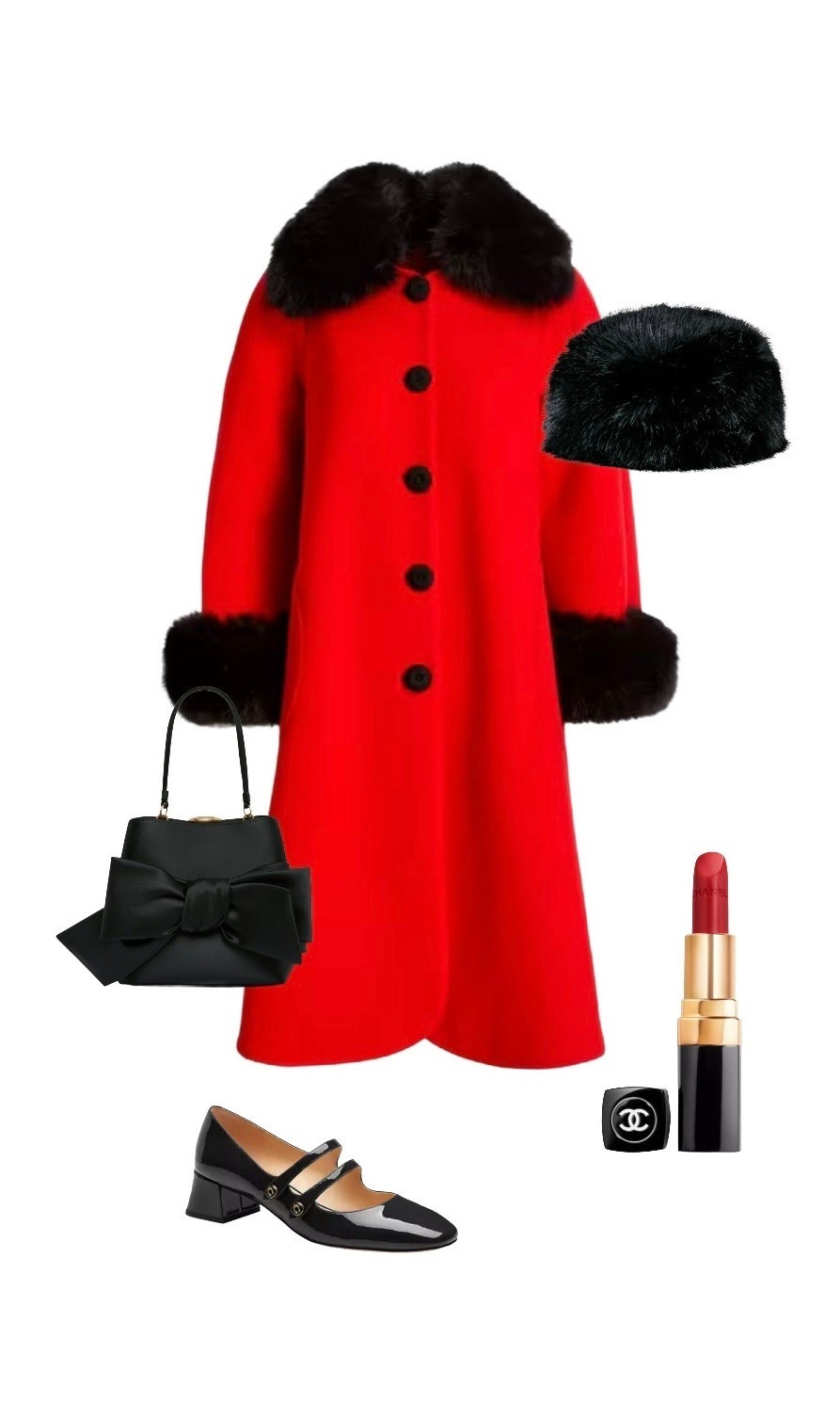Head over heels about the new red Opera Coat with black faux fur trim - a guaranteed sell out! Partner with this statement black faux fur hat to continue the 1960s statement + white tights with these cute black patent shoes on sale at Coach! 💫💄 

Red Opera Coat with Black Faux Fur Collar & Cuffs - NEW Queens of Archive at Liberty London 

Black Satin Bow Handbag - NEW Lulu Guinness 

Black Faux Fur Hat - Adrienne Landau Revolve Clothing

Lipstick - Chanel 

Angelina Black Patent Shoes - ON SALE at Coach Outlet

#LTKluxury #LTKFashionMonth #LTKshoes #LTKbag #LTKsale #LTKdatenight #LTKpartywear #LTKautumn #LTKeurope #LTKuk