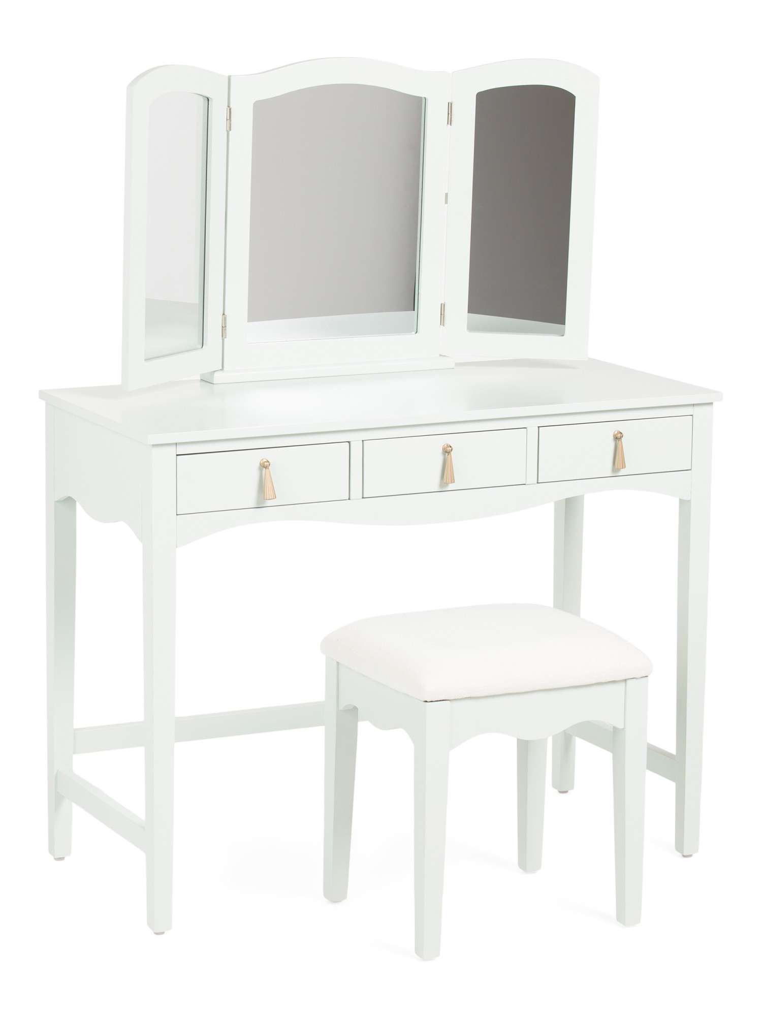 2pc Tassel Vanity Set With Stool And Mirror | TJ Maxx