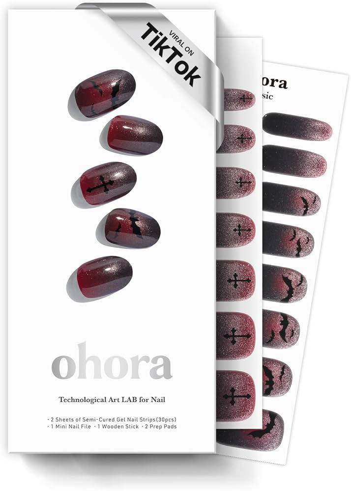 ohora Semi Cured Gel Nail Strips (N Vampire Veil) - Works with Any Lamps, Salon-Quality, Long Las... | Amazon (US)