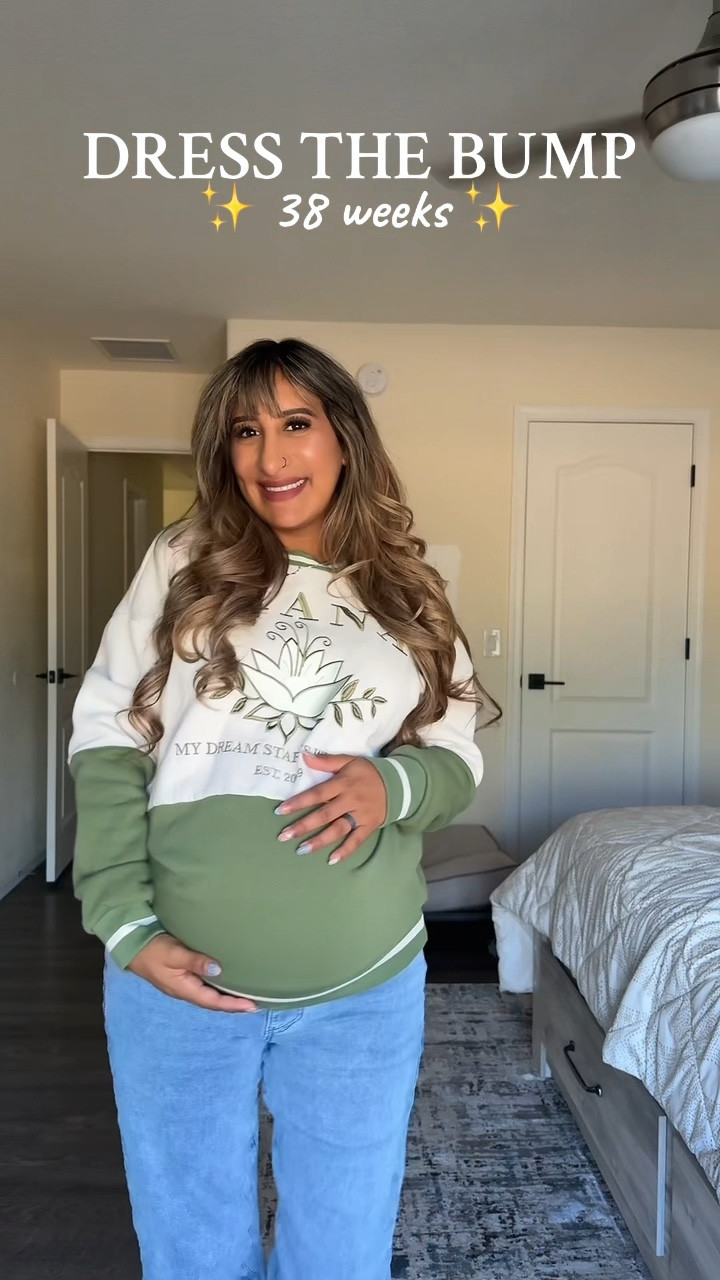 38 weeks pregnant and yall know I love these maternity @Amazon jeans. They are seriously so comfy and give me American Eagle mom jeans vibes. 🤰🏽💙✨ 
#bumpstyle
#pregnancy #amazonmaternity

#LTKBump #LTKBaby #LTKFindsUnder50