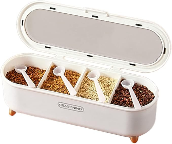Kitchen Nordic Storage Container Condiment Container, 4-Compartment Seasoning Jar, Contains 4 Tab... | Amazon (US)