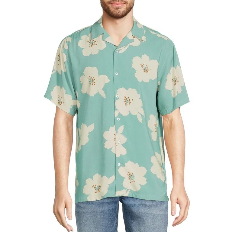 No Boundaries Men's and Big Men's Rayon Resort Shirt with Short Sleeves | Walmart (US)