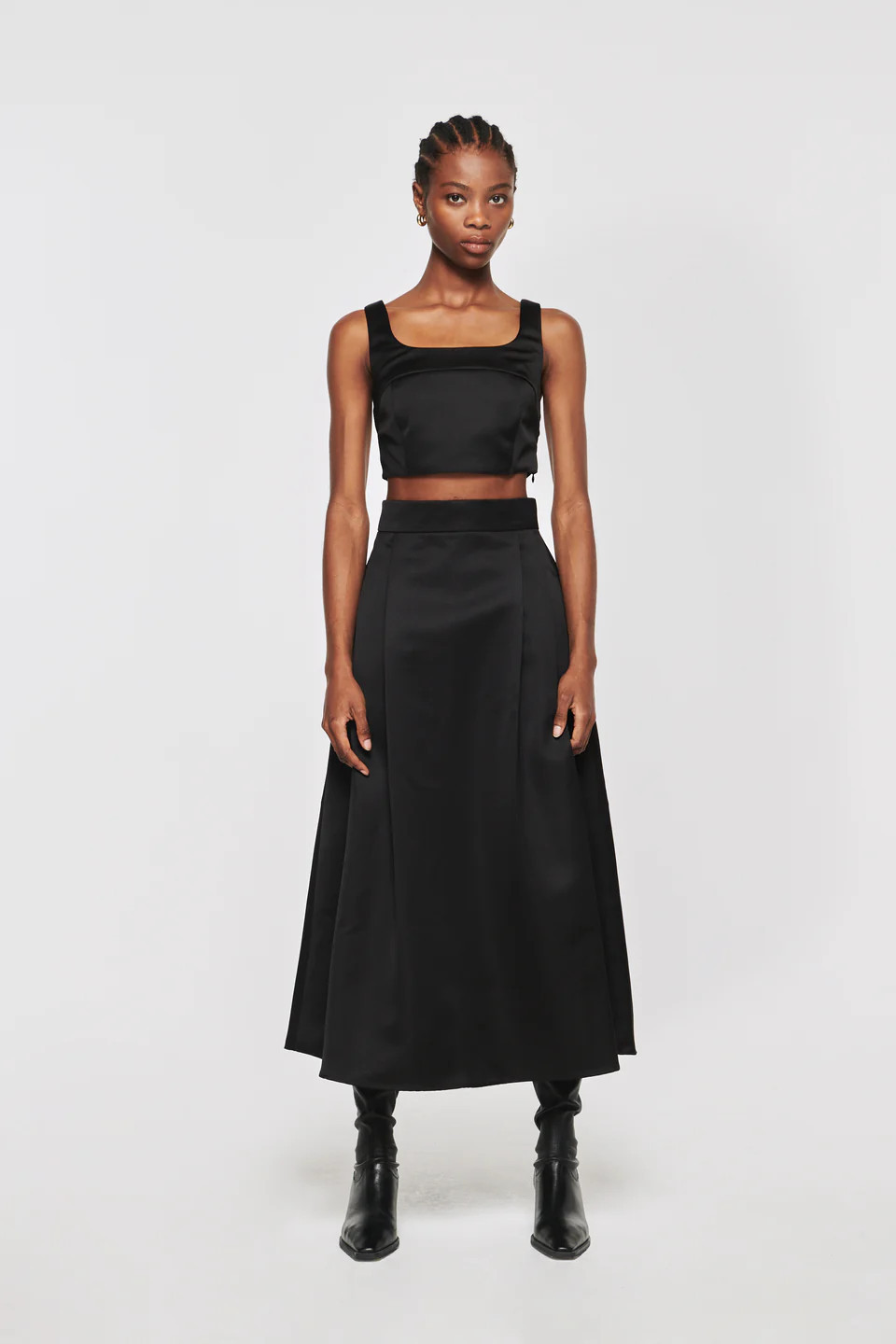 Lux | Satin Full Midi Skirt in Black | ALIGNE | ALIGNE UK & EU
