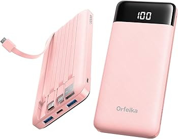 Orfeika Portable Phone Charger, 10000mAh Portable Charger 22.5W Fast Charging Power Bank with Bui... | Amazon (US)