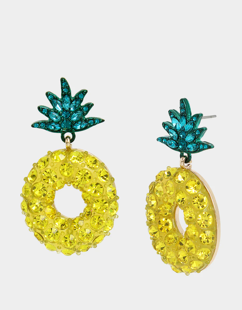 BETSEYS POOL PARTY PINEAPPLE DROP EARRINGS YELLOW | Betsey Johnson