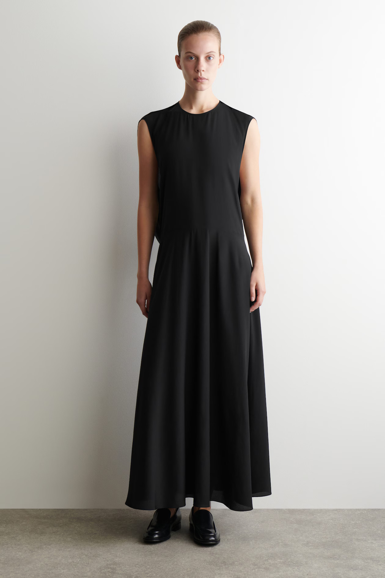 DRAPED SILK MAXI DRESS - CARBON | COS AU | COS (AU)