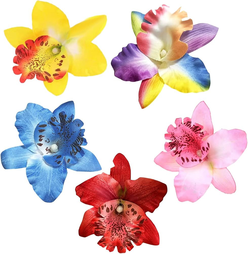 Introduction Price-HipGirl 5pc 3" Hawaii Hawaiian Orchid Flower Hair Clip Tropical Hair Accessory... | Amazon (US)