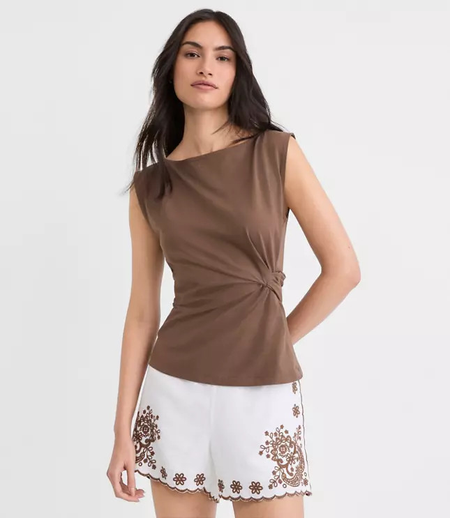 Petite Knotted Boatneck Top | LOFT