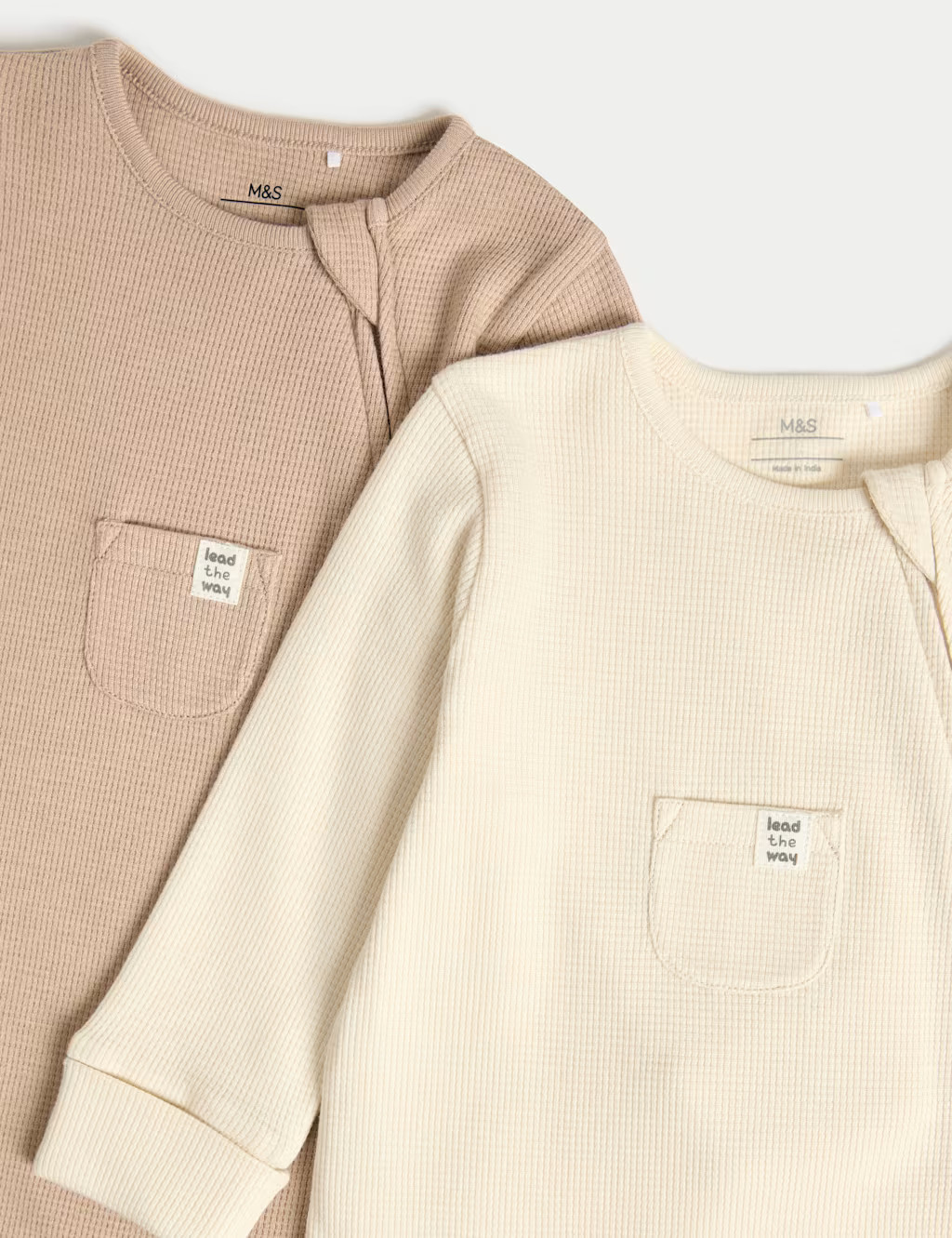3pk Pure Cotton Waffle Zip Sleepsuits (6½lbs-3 Yrs) | Marks & Spencer (UK)