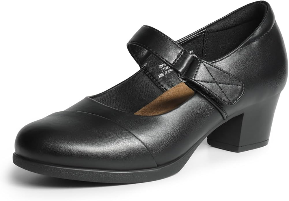 DREAM PAIRS Women's Chunky Low Block Closed Toe Heels Mary Janes Pumps Comfortable Round Toe Dres... | Amazon (US)