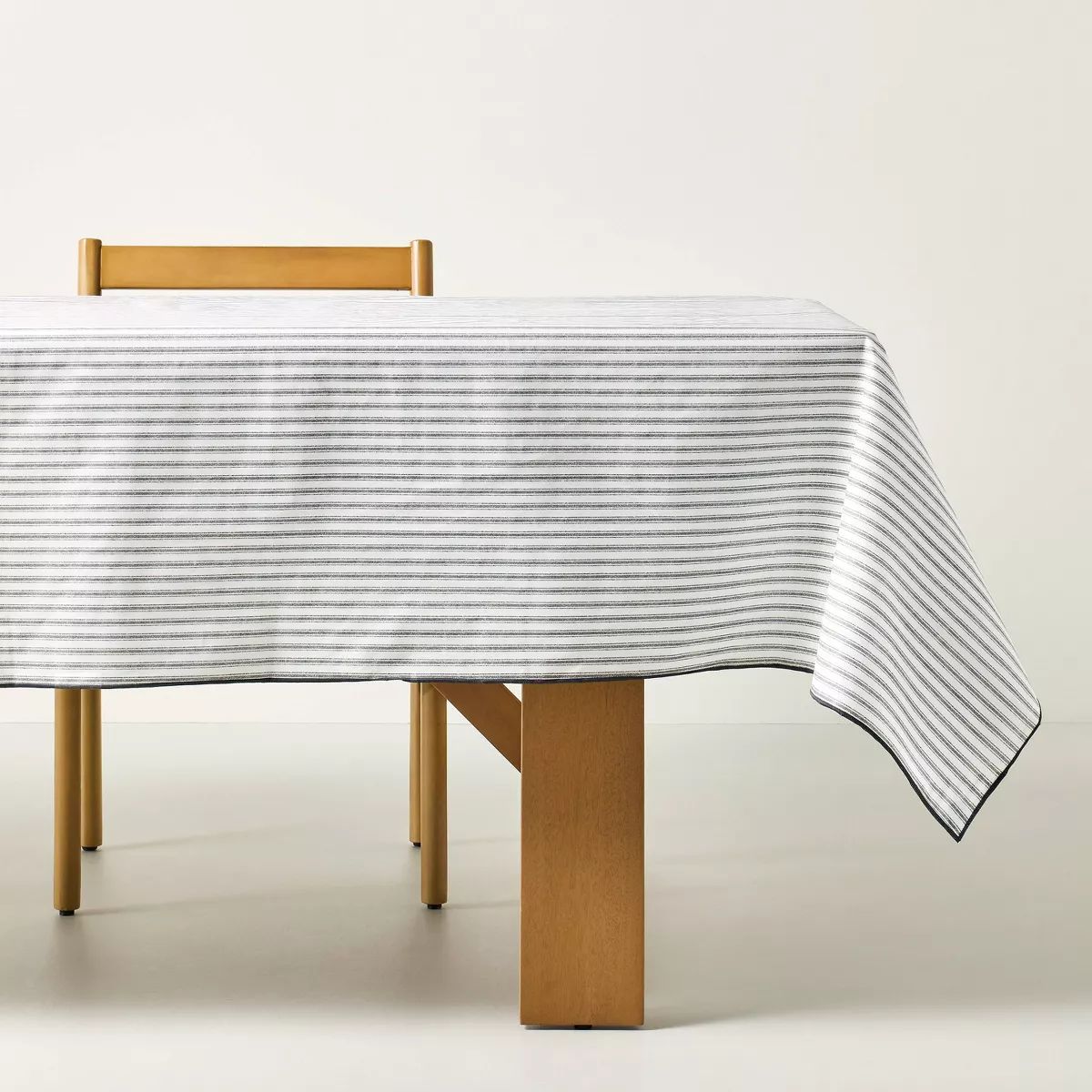 60"x84" Ticking Stripe Wipeable Rectangular Tablecloth Cream/Dark Gray - Hearth & Hand™ with Ma... | Target