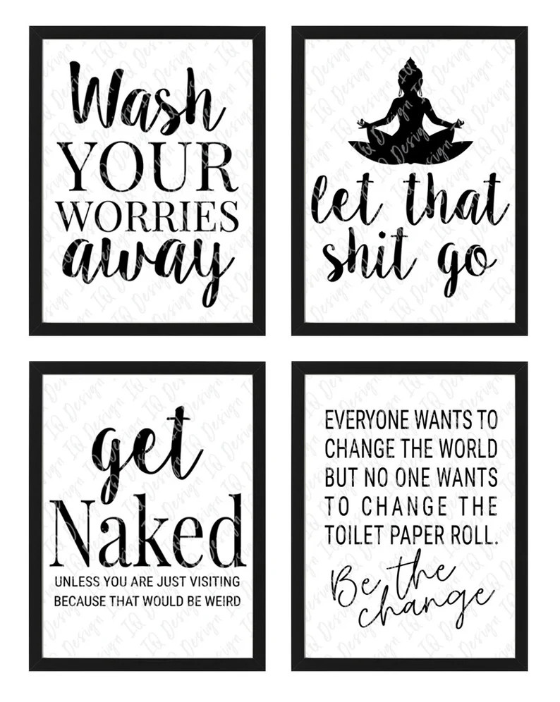 Funny Bathroom PRINTABLE Art Wall Decor Set of 4 DOWNLOAD | Etsy | Etsy (US)