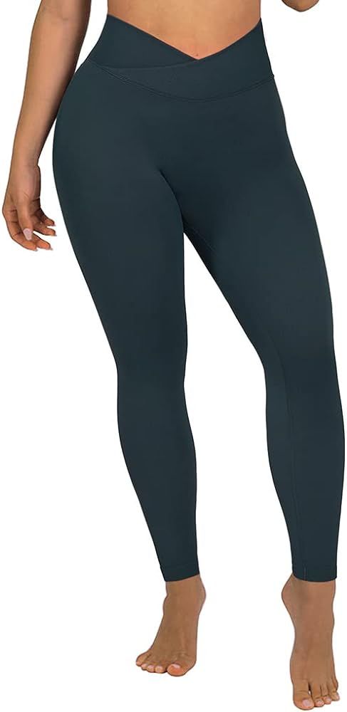 SUUKSESS Women Crossover Seamless Leggings Butt Lifting High Waisted Workout Yoga Pants | Amazon (US)