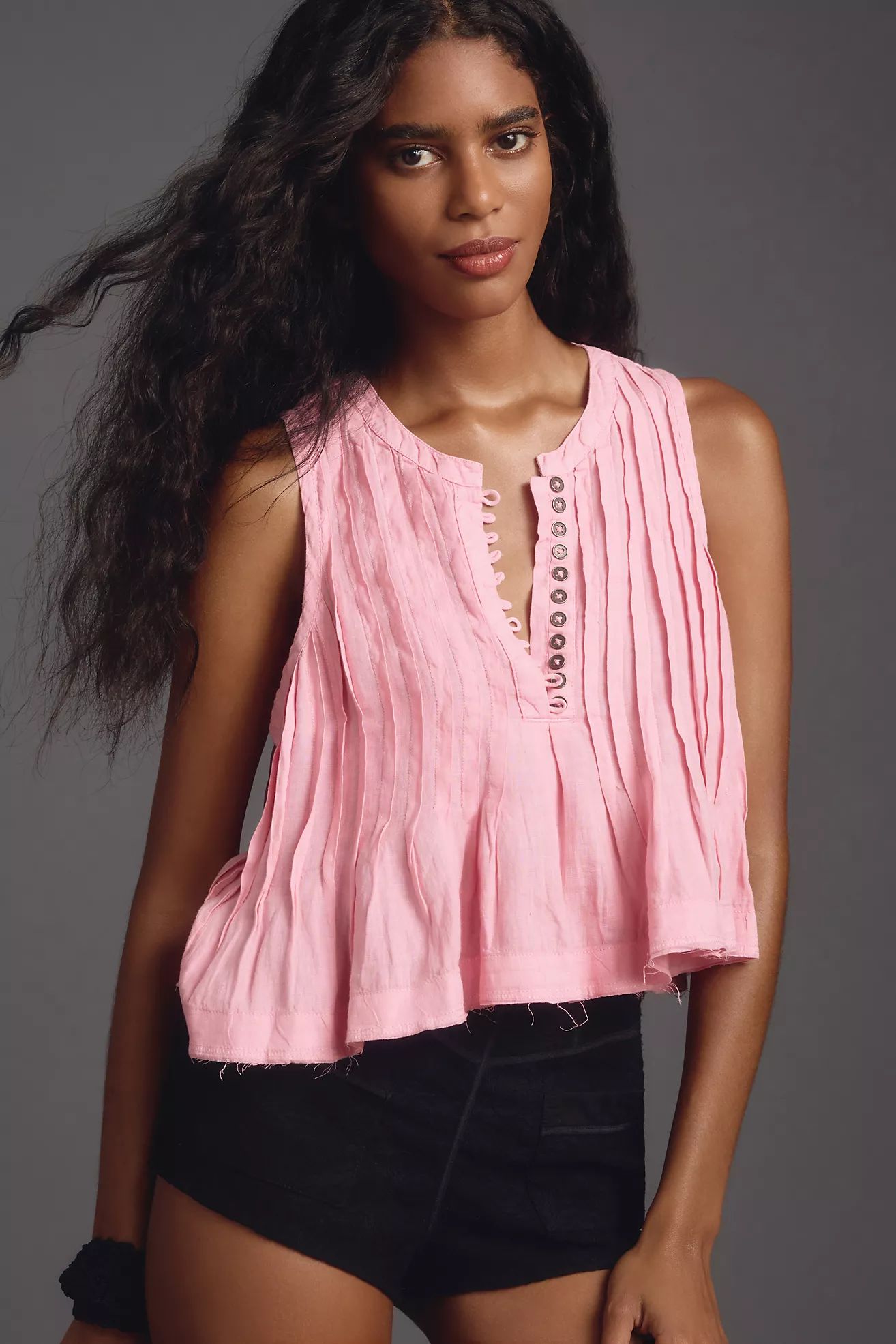 By Anthropologie Pleated Linen Tank | Anthropologie (US)