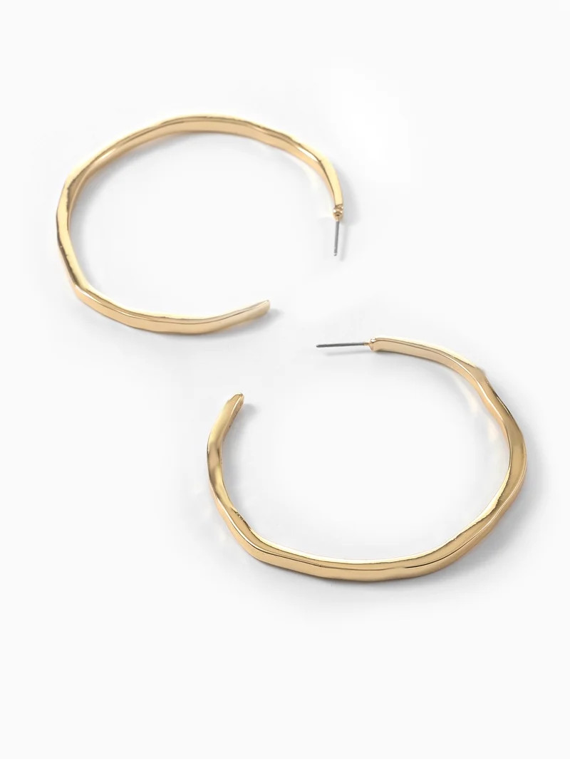 No Boundaries Statement Hoop Earrings, Gold Tone | Walmart (US)