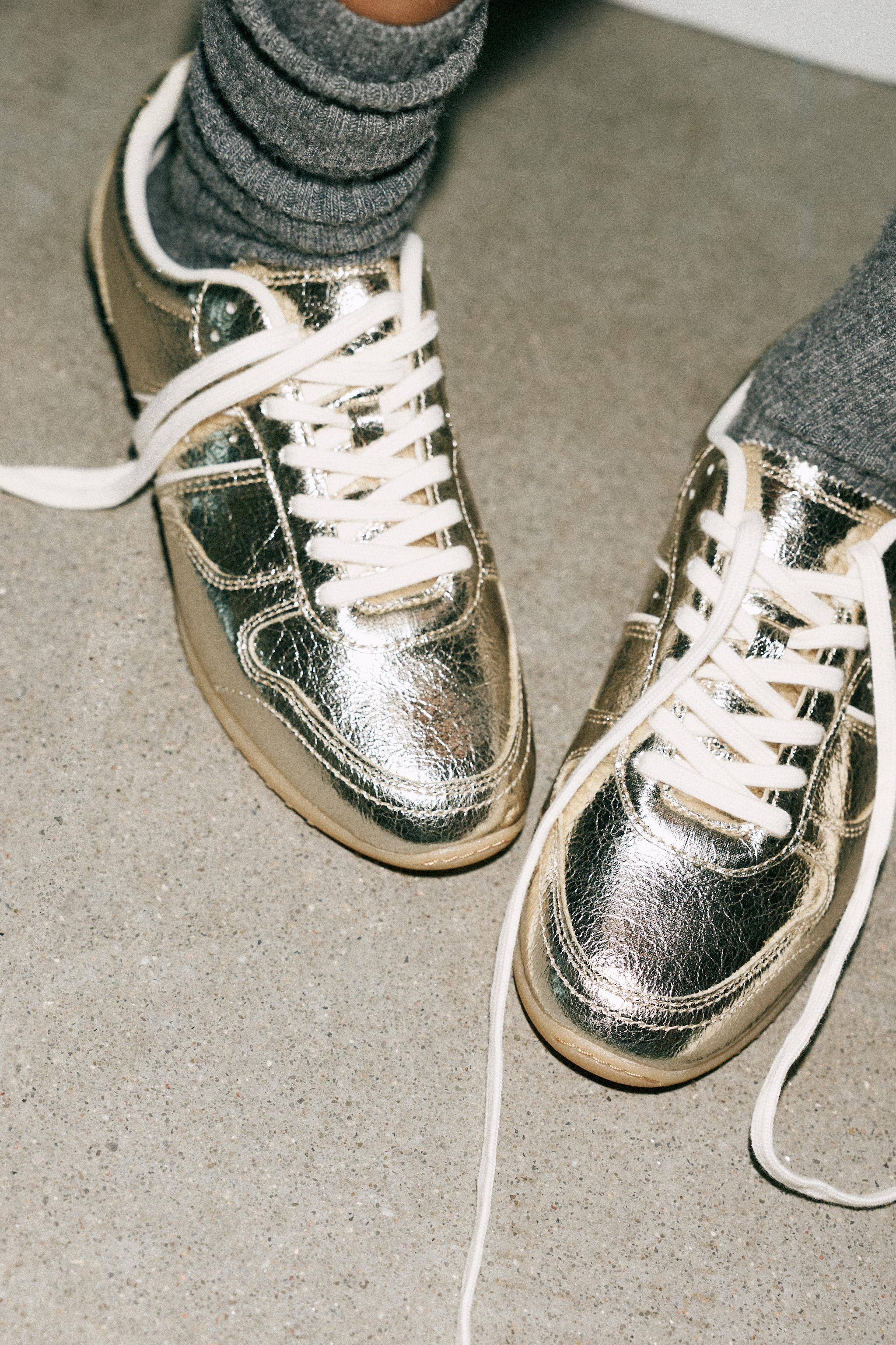 METALLIC EFFECT SNEAKERS | Zara US