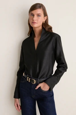 Black Shantung Bessette Button Down | Tuckernuck (US)