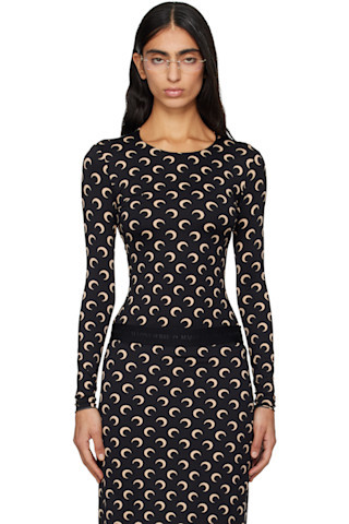 Black Recycled Moon Jersey Second Skin T-shirt | SSENSE