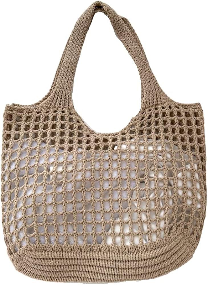 ENBEI Beach Bag for women, Crochet tote bags, Shoulder Handbags knit bag,cute tote bag for travel... | Amazon (US)