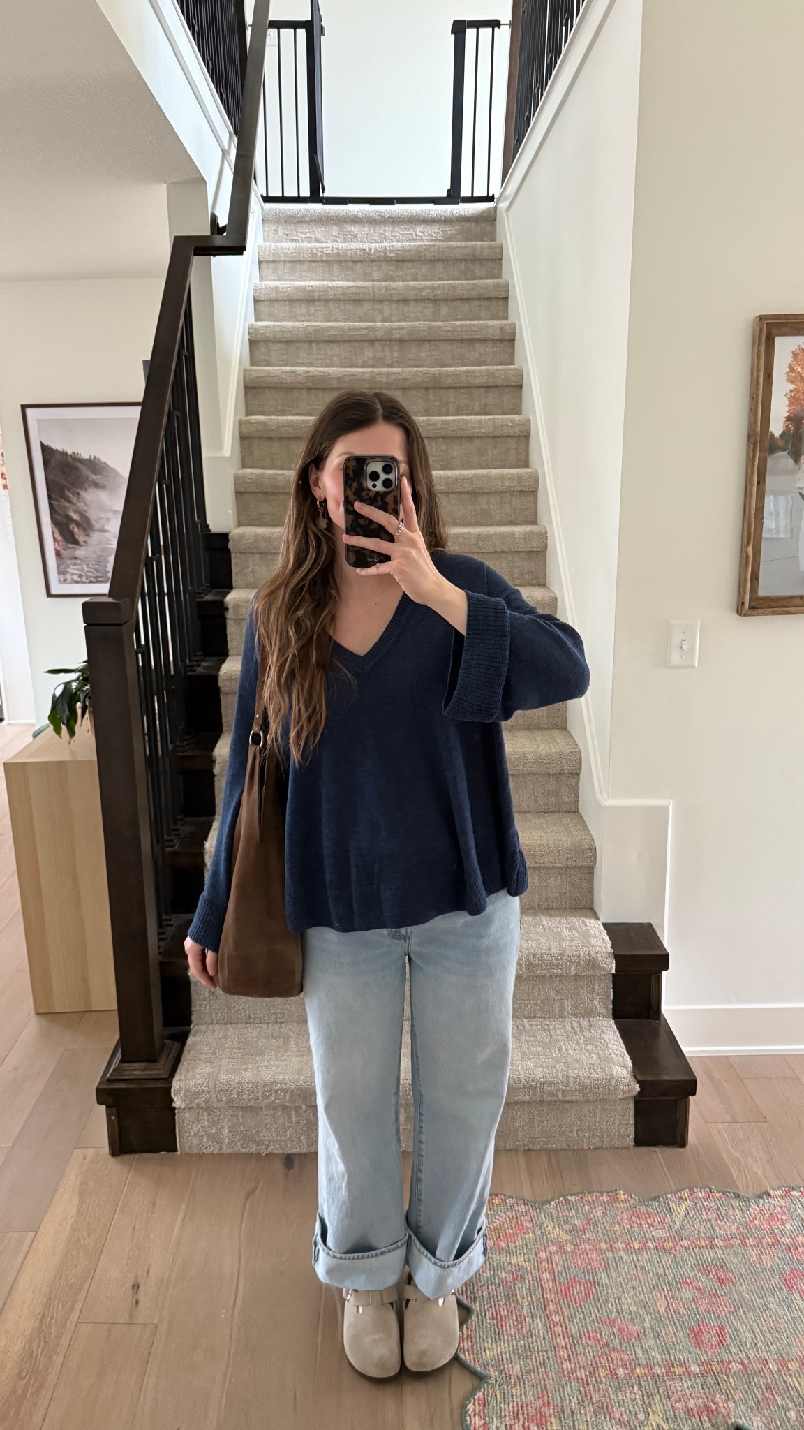 wearing an xs in reversible top, sized down 1! Jeans are low rise I wore during pregnancy (had sized up 3) little baggy now but they’re comfy! Also linked high rise version! 
