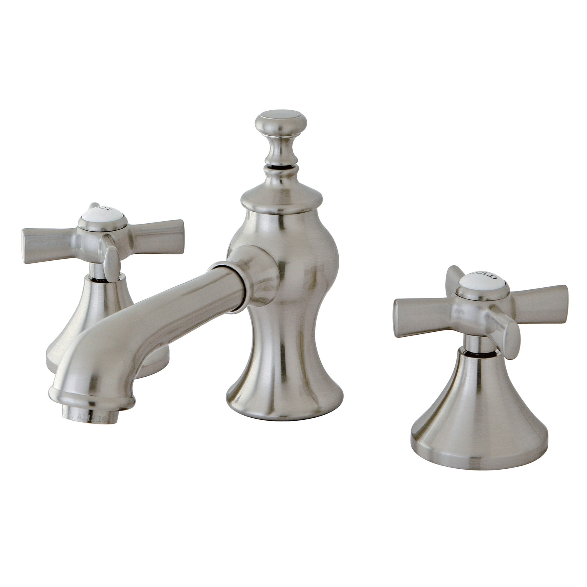 Kingston Brass Millennium Brushed nickel Widespread 2-handle Low-arc Residential Handle Bathroom Sink Faucet with Drain | WLKC7068ZX | Lowe's