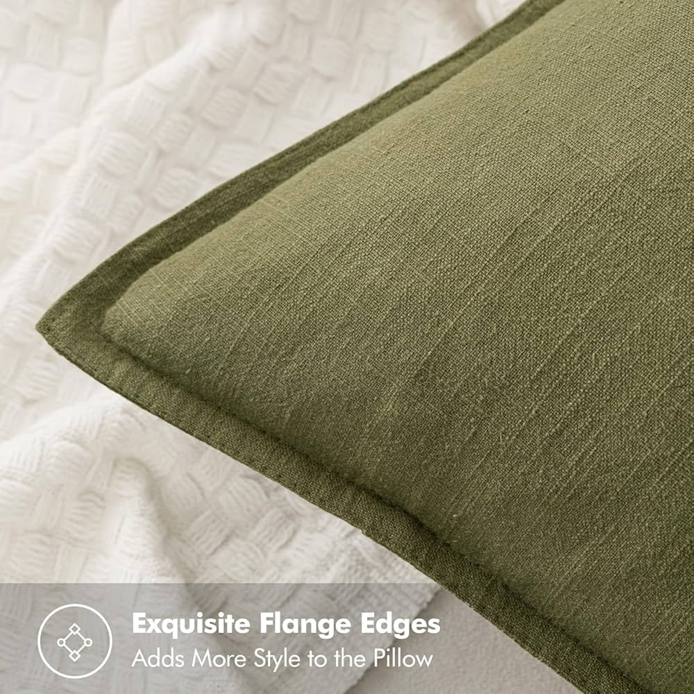 MIULEE Linen Pillow Covers 20x20 Inch Olive Green Decorative Throw Pillow Covers Pack of 2 Soft A... | Amazon (US)