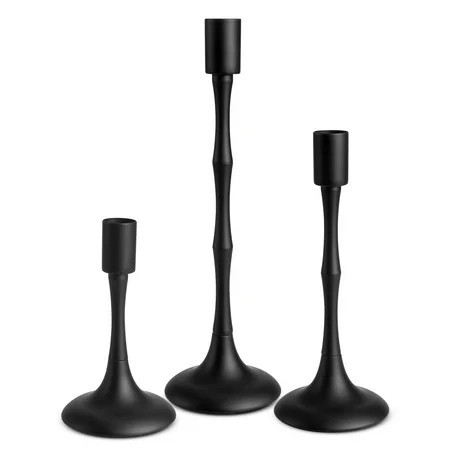 Towond Candle Holders,Taper Candlestick Holder Metal Candelabra for Wedding Dining Home Decorative Black,Set of 3 | Walmart (US)