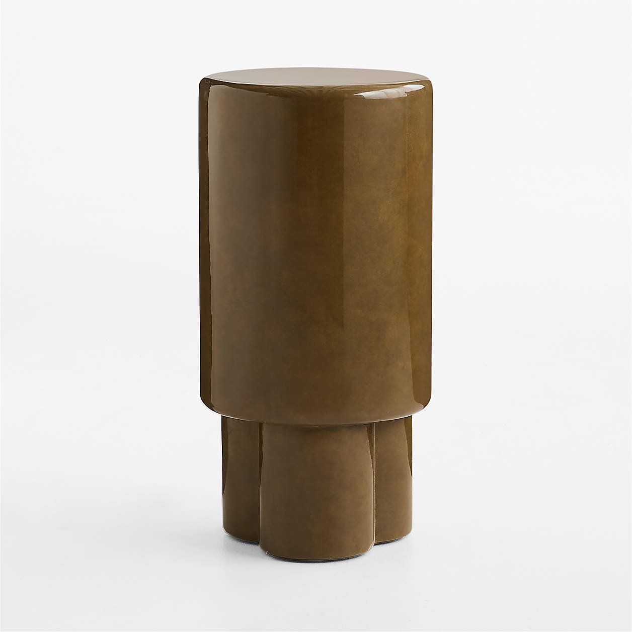 Figure Olive Green Tadelakt 12" Drink Table | Crate & Barrel | Crate & Barrel