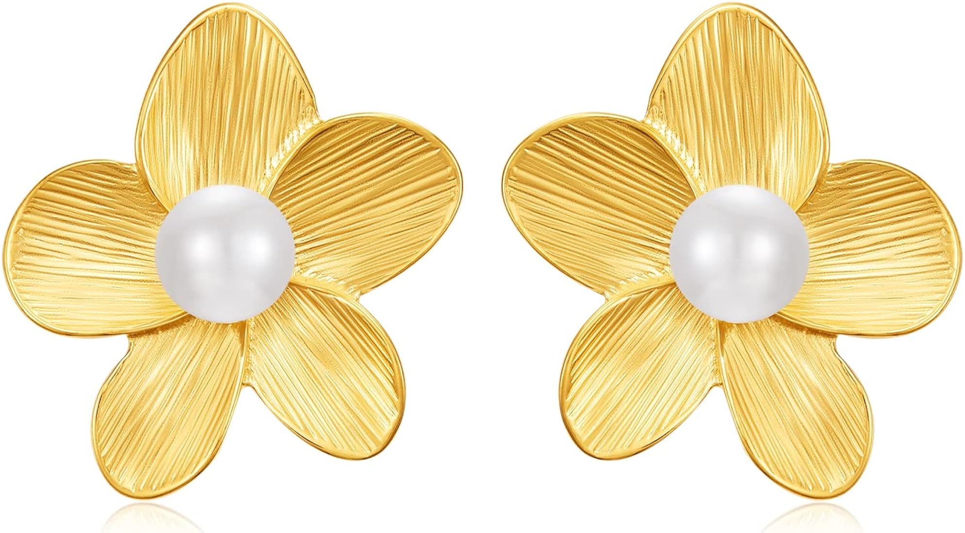 Hoop Earrings for Women 14K Gold Plated Huggie Beads Hoop Earrings Chunky Bead Ball Dangle Drop E... | Amazon (US)