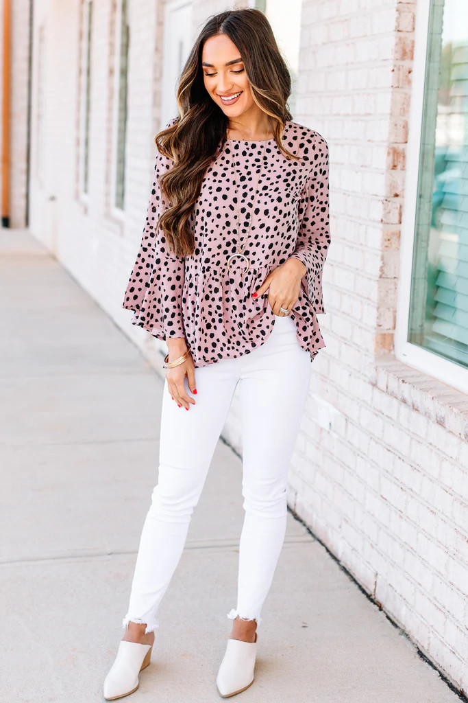 At All Hours Light Mauve Pink Leopard Top | The Mint Julep Boutique