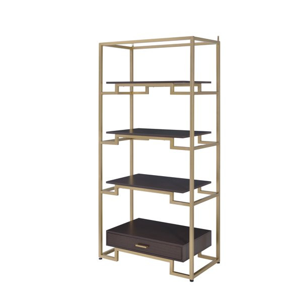 ACME Yumia Bookshelf, Gold & Clear Glass | Walmart (US)
