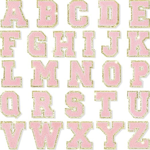 26 Pieces Glitters Patches Iron on Letters Chenille A-Z Patches Decorative Repair Embroidered Pat... | Amazon (US)