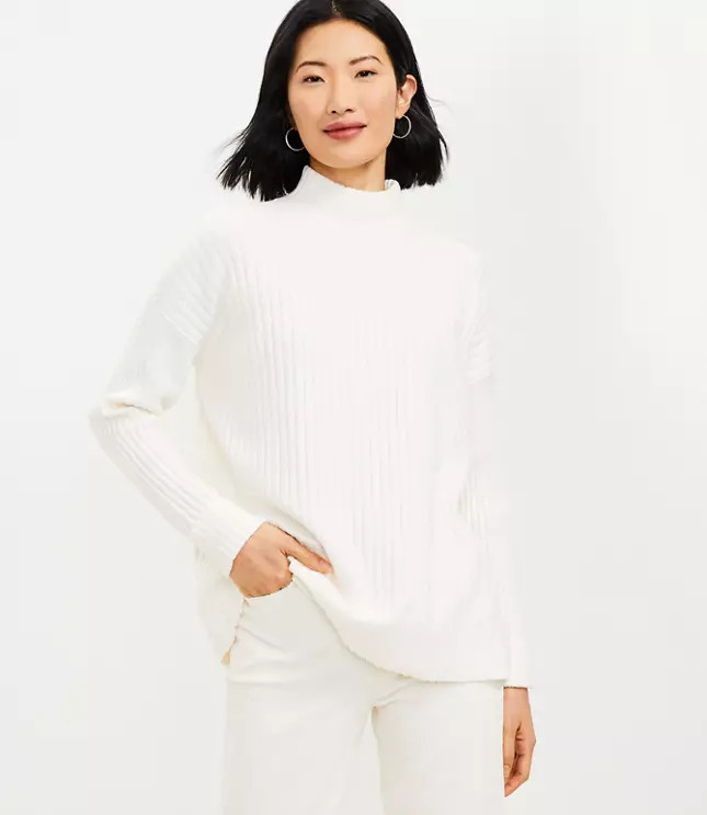 Ribbed Poncho Tunic Sweater | LOFT