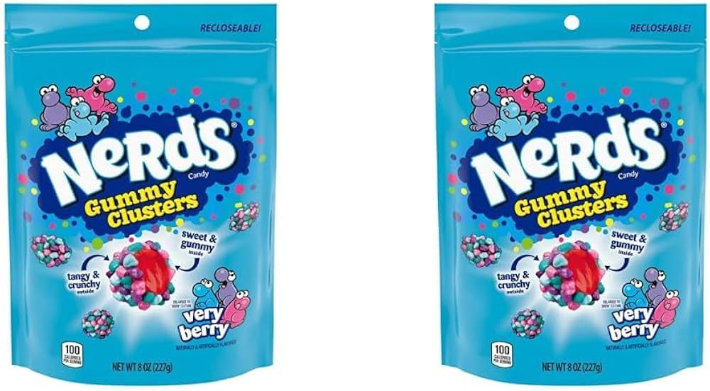 Nerds Gummy Clusters Candy, Very Berry, Resealable 8 Ounce Bag (Pack of 2) | Amazon (US)