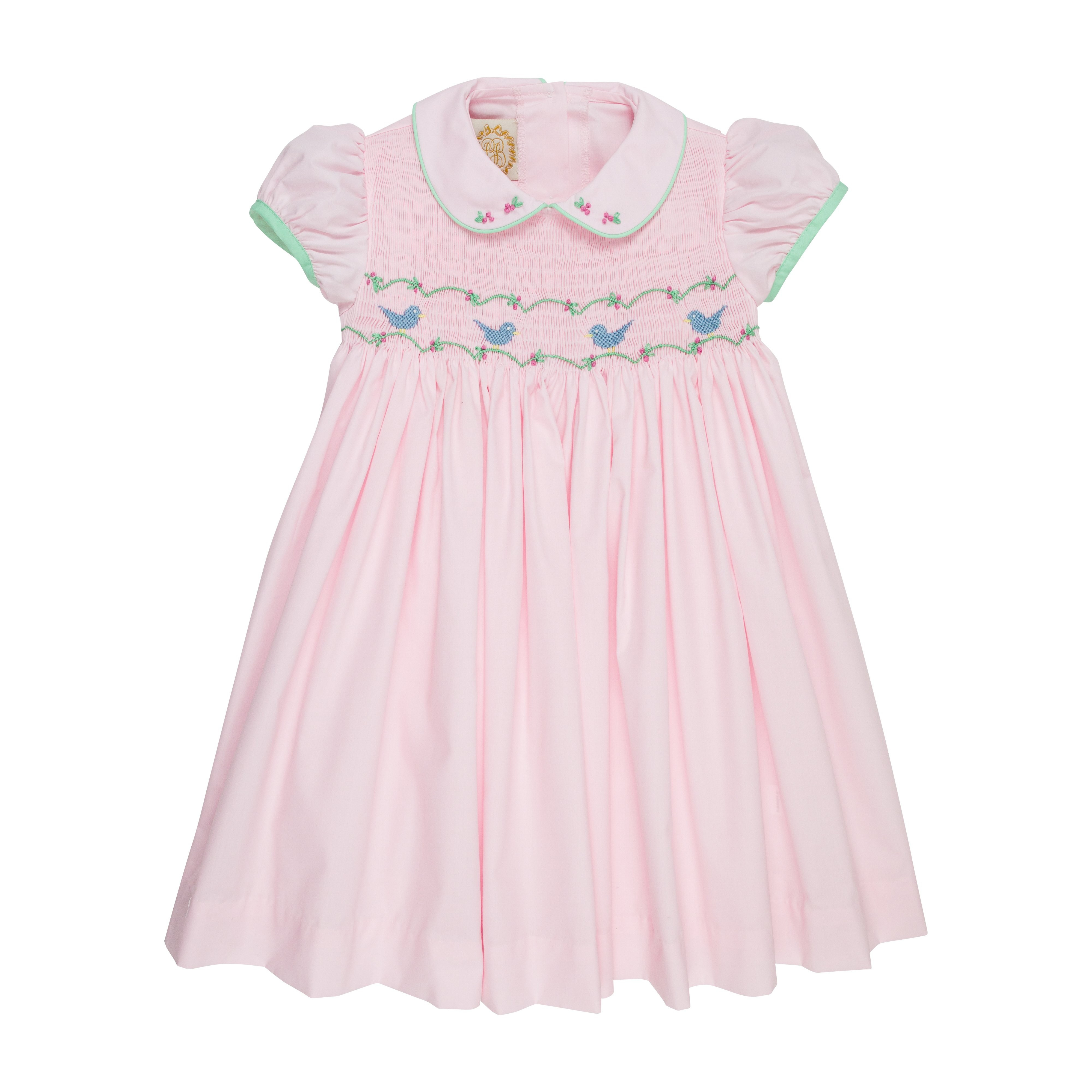 Dottie Hart Dress - Palm Beach Pink & Grace Bay Green with Bluebird Smocking | The Beaufort Bonnet Company