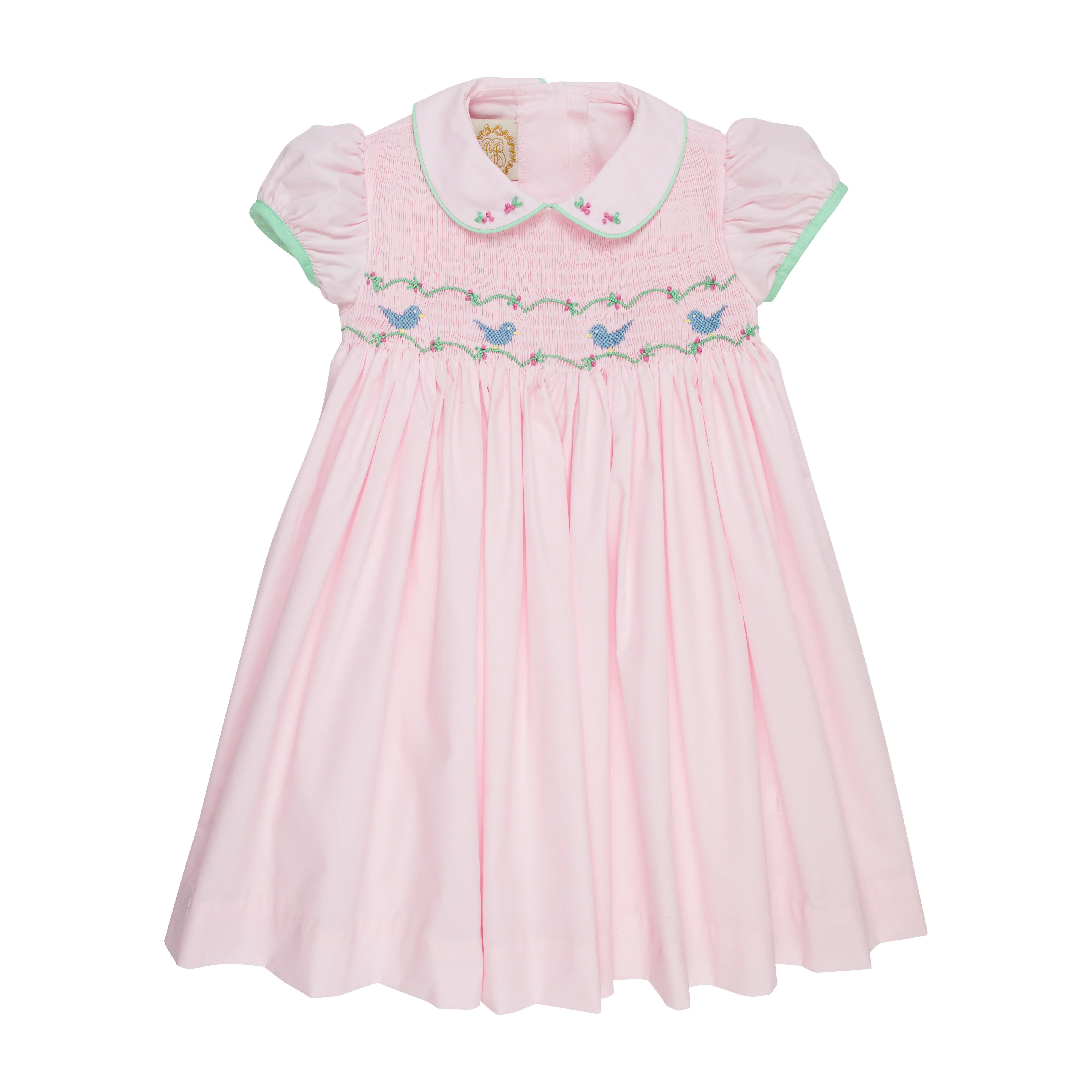 Dottie Hart Dress - Palm Beach Pink & Grace Bay Green with Bluebird Smocking | The Beaufort Bonnet Company