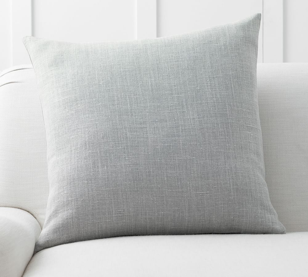 Belgian Linen Pillow Cover, 24 x 24", Chambray | Pottery Barn (US)