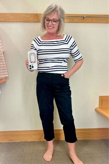 Talbots striped tee size MP, perfect crops size 8P.

#fashion #fashionover50 #fashionover60 #springfashion #springoutfit #talbots #talbotsfashion #talbotsspringfashion #stripes #perfectcropz

#LTKSeasonal #LTKstyletip #LTKover40