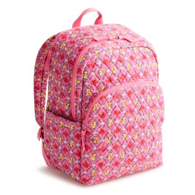 Vera Bradley Women's Disney Princesses Cotton Essential Large Backpack Ariel's Pink Lagoon Ditsy | Target