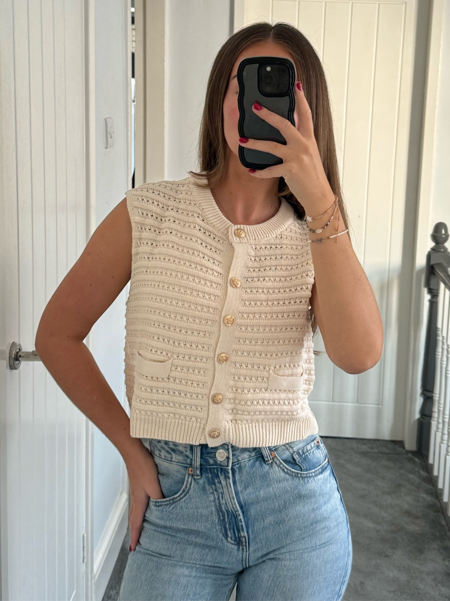 cider knit sleeveless round neck cardi🤎 

#LTKuk #LTKautumn #LTKworkwear