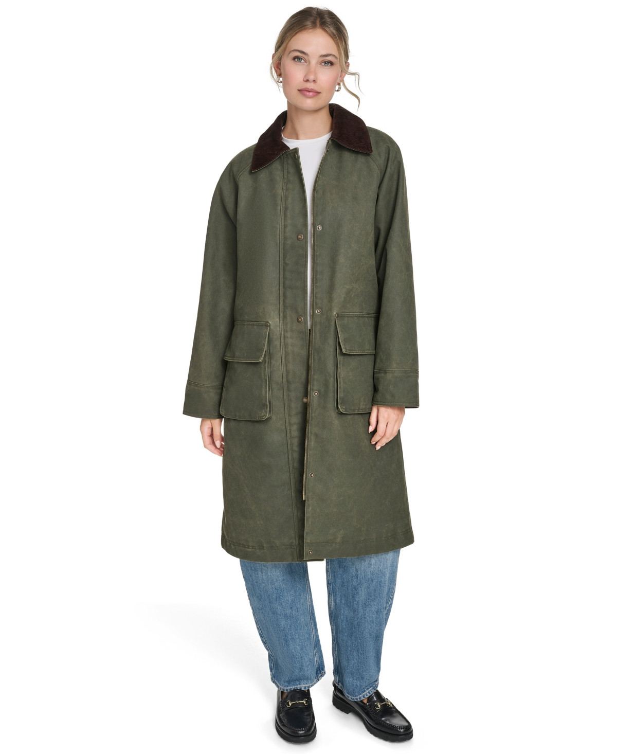 Levi's Women's Sanp Zipper Long Barn Coat - Dark Olive | Macy's