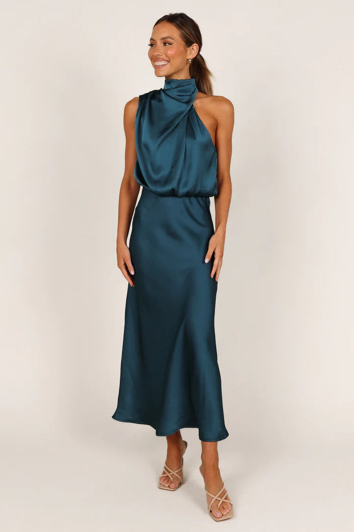 Anabelle Halter Neck Maxi Dress - Teal | Petal & Pup (US)