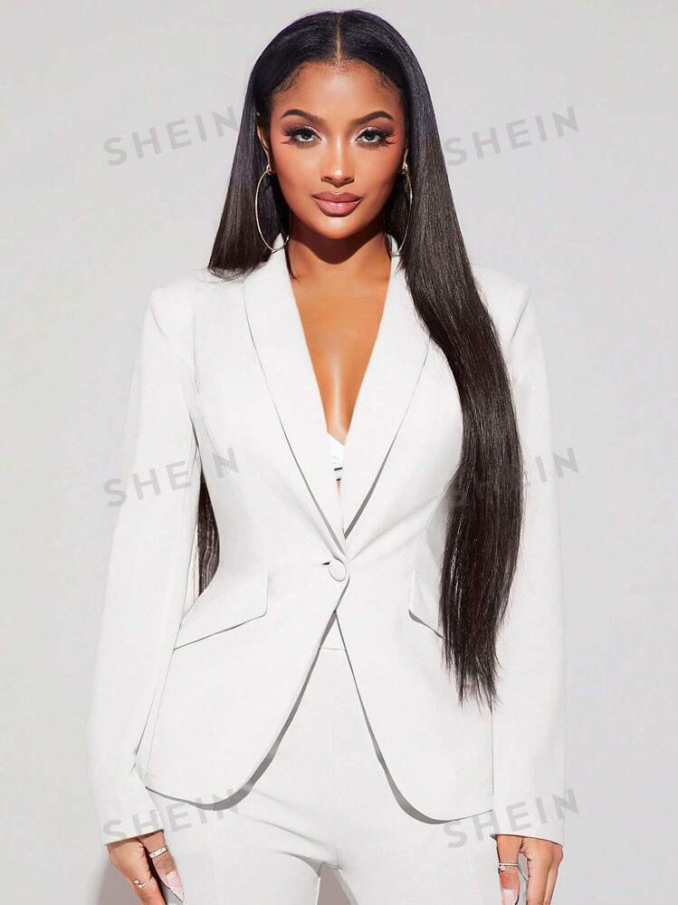 SHEIN SXY Shawl Collar Single Button Blazer | SHEIN