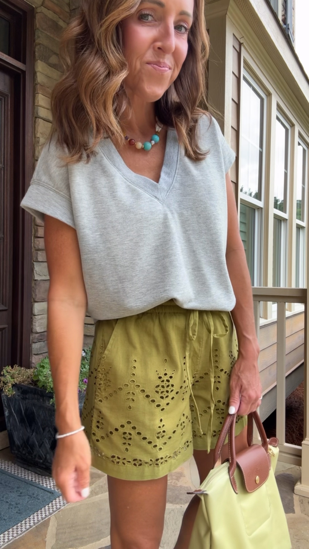 Summer style. Linen eyelet shorts. Cap sleeve sweatshirt. 
Sweatshirt S. Shorts XS.

#LTKootd #LTKSeasonal #LTKOver40